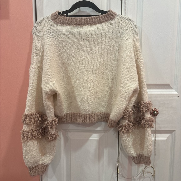 Dreamers By Debut Sweaters - ✨ Cozy Cream + Taupe Textured Knit Sweater ✨